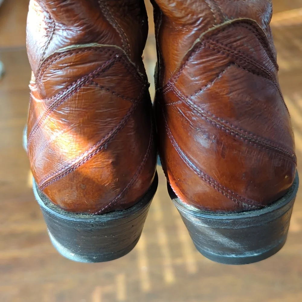 Vintage Hondo Brown Boots Exotic Eel Skin Woman's 7 - Picture 8 of 8